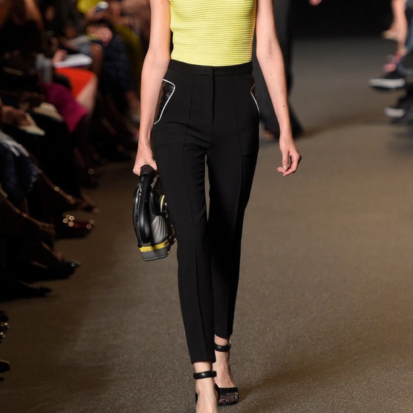 Alexander Wang Pants - Alexander Wang High-Waist Leather-Trim Trousers
